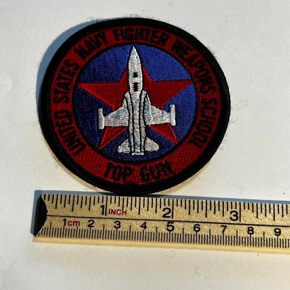 3" Patch Red Blue Top Gun US Navy Fighter Weapons School Hook Loop